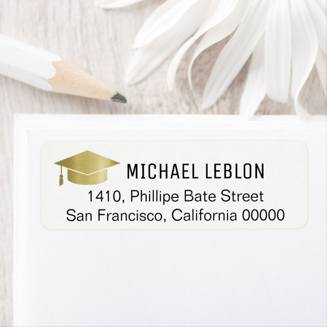 white graduation address label with name (Insitu)
