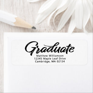 White Graduation Bold Black Script Modern Address