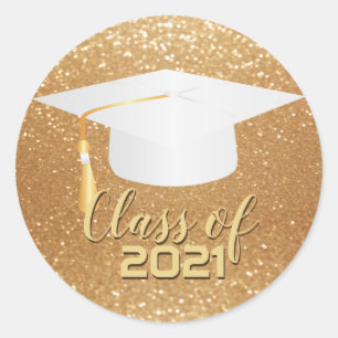 White Graduation Cap - Class of 20XX Classic Round Sticker