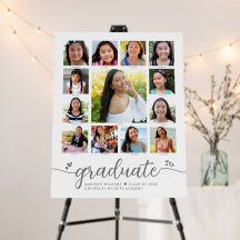 White Graduation K–12 Modern Script Photo Collage