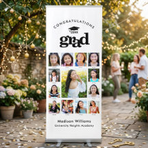 White Graduation K–12 Photo Collage Black Cap Bold