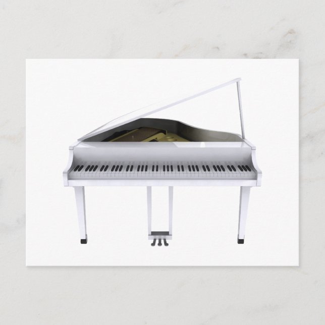 White Grand Piano: 3D Model: Postcard (Front)