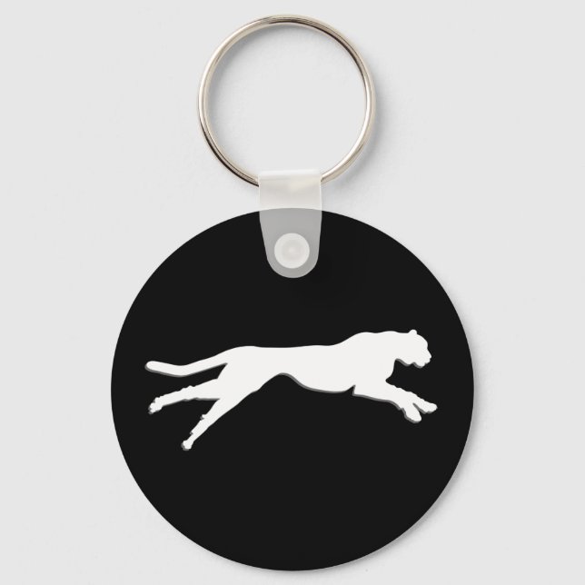 White graphic art cheetah keychain (Front)