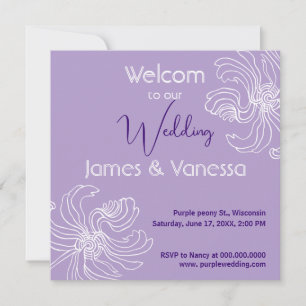 White graphic peony. invitation