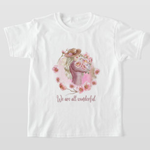 White Graphic T-Shirt for Girl We Are Wonder full