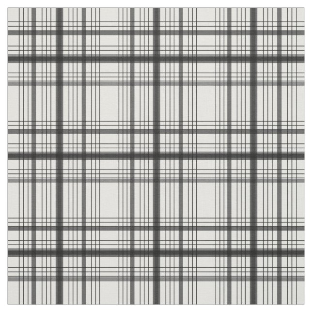 White Graphic Windowpane Plaid Check Fabric (Swatch)