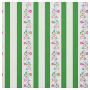 White, grass green/folk flowers/stripe/white fabric