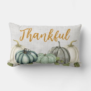 White, Gray, and Blue Pumpkin, Lumbar Throw Pillow