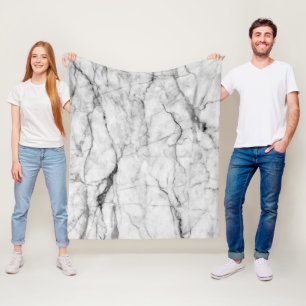 White gray marble texture fleece blanket
