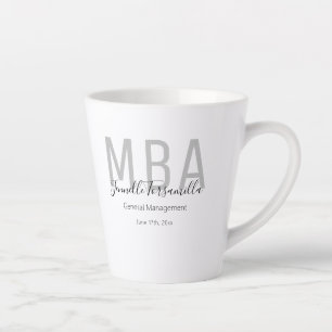 White Gray Name MBA Graduate Latte Mug