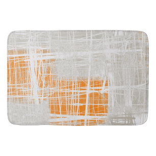 White gray orange abstract bath mat
