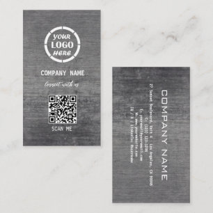 White Gray Professional Design Modern QR Code  Business Card