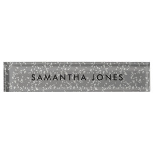 White Gray Terrazzo Classic Personalized Nameplate