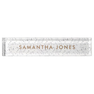 White Gray Terrazzo Classic Personalized Nameplate