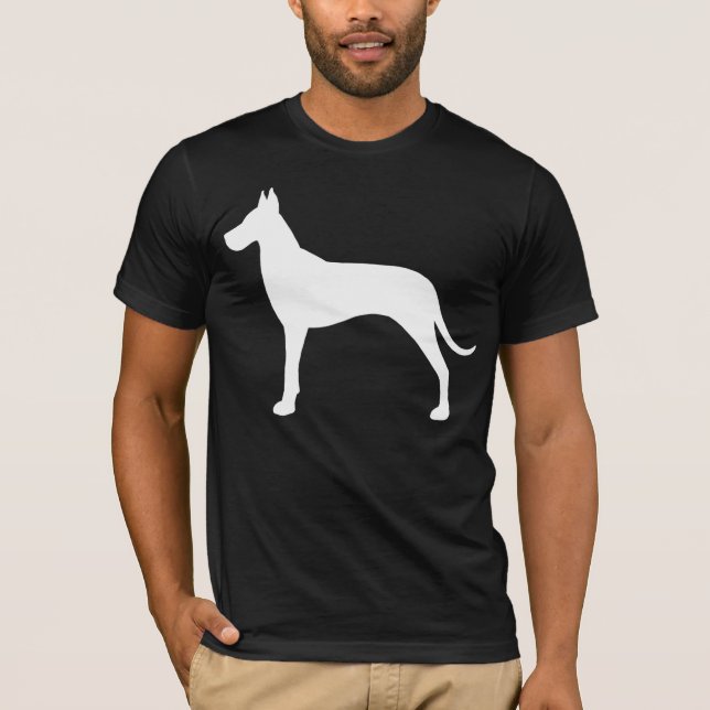 White Great Dane Dog Silhouette T-Shirt (Front)
