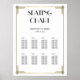 White Great Gatsby Wedding Seating Chart 18x24