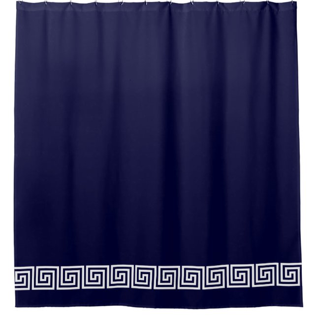White Greek Key Border on Custom Colour Navy Blue (Front)