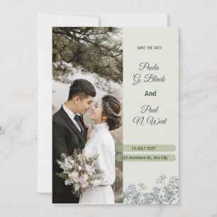White Green and Light Pink Floral Luxury Wedding Invitation