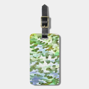 White, Green and Powder Blue Camouflage Pattern Luggage Tag