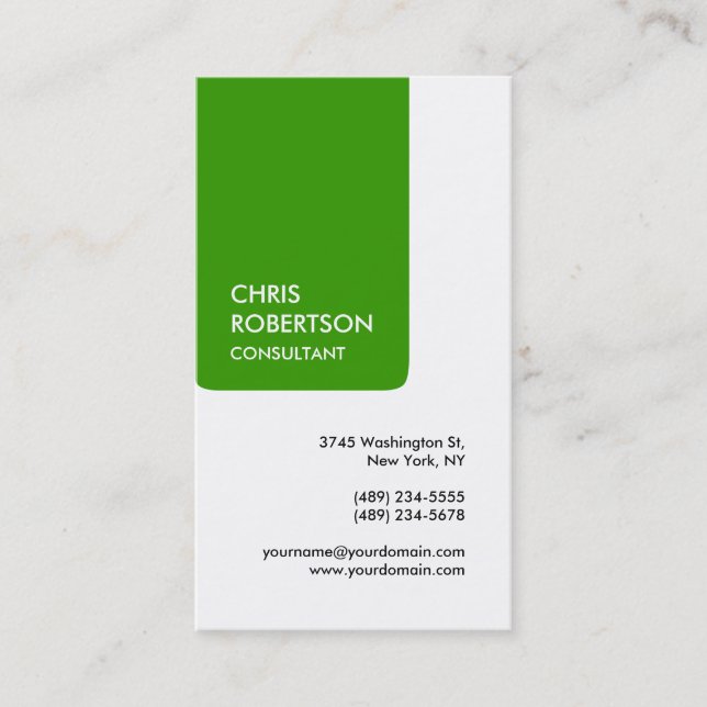White Green Attractive Charm Business Card (Front)
