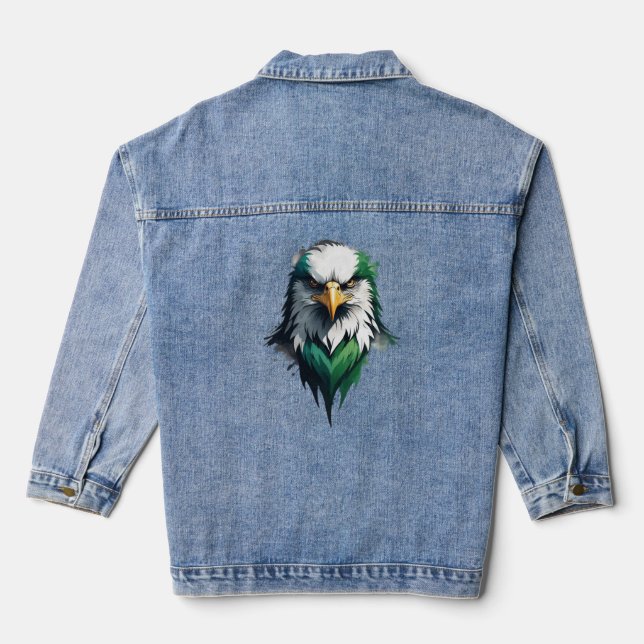 White Green Black Eagle Royal Luxury Denim Jacket (Back)