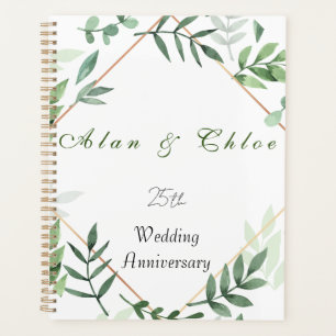 White + Green Botanical 25th Wedding Gift Planner
