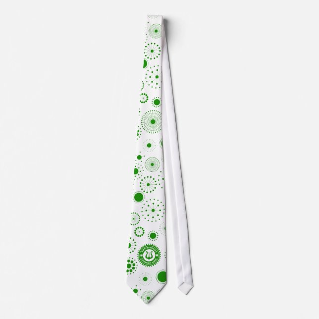 White & Green Circles With Green St Patrick Icon 2 Tie (Front)