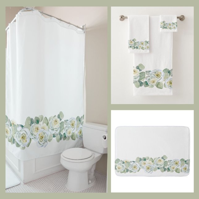 White green delicate watercolor roses leaves (Creator Uploaded)