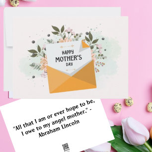 White Green Floral Mother's Day Greeting Card