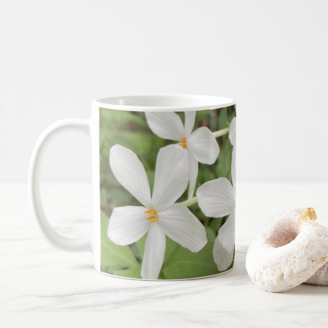 White Green Floral Photo Mug (With Donut)