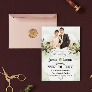 White Green Floral Watercolor A Whimsical Invitation