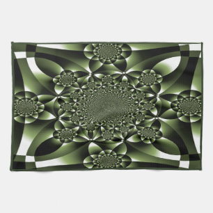 White Green Forest Leaf Petals Kitchen Towel