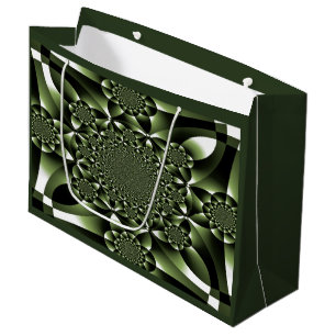 White Green Forest Leaf Petals Large Gift Bag