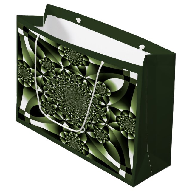 White Green Forest Leaf Petals Large Gift Bag (Front Angled)