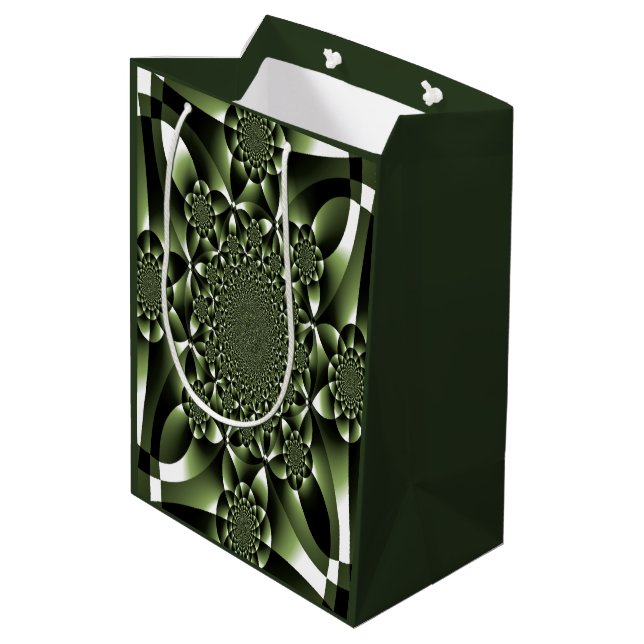 White Green Forest Leaf Petals Medium Gift Bag (Back Angled)