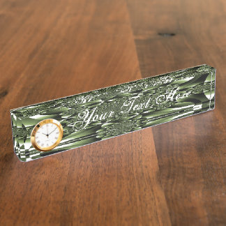 White Green Forest Leaf Petals Nameplate