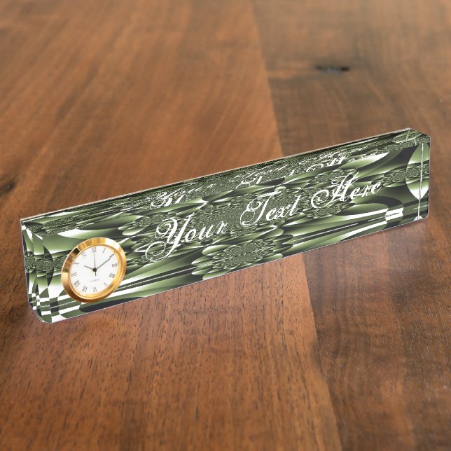 White Green Forest Leaf Petals Nameplate (Side)