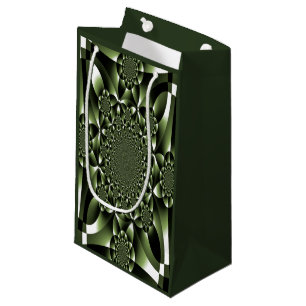 White Green Forest Leaf Petals Small Gift Bag