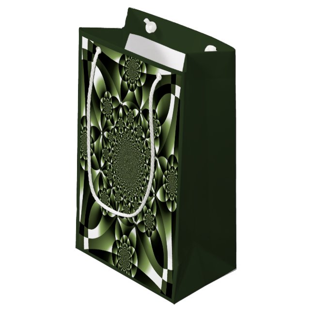 White Green Forest Leaf Petals Small Gift Bag (Front Angled)