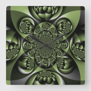 White Green Forest Mini Spheres Square Wall Clock