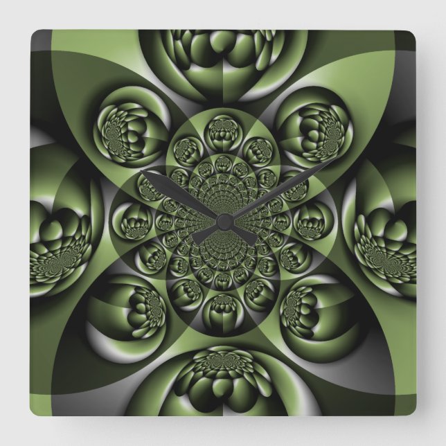 White Green Forest Mini Spheres Square Wall Clock (Front)