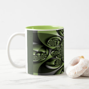 White Green Forest Mini Spheres Two-Tone Coffee Mug
