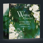 White Green Gold Rustic Floral Wedding Binder<br><div class="desc">Elegant yet rustic white botanical floral spray of hydrangeas and roses with greenery,  eucalyptus and vintage gold accents.  Beautiful vintage faded green background. Pretty and perfect for any season wedding memories to remember your special event.</div>