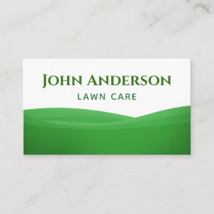 White & Green Grass Lawn Care Yard Work Minimal Business Card