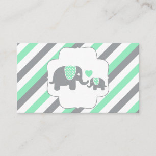 White, Green & Grey Stripe Elephants Book Raffle Enclosure Card