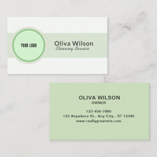 White Green Illustrative Cleaning Service Business Card