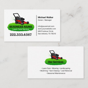 White Green Lawn Care and Service Professional Business Card