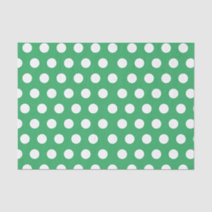 White & Green Medium Polka Dot Party Tissue Paper