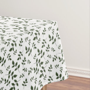 White green  pattern leaves  elegant stylish tablecloth