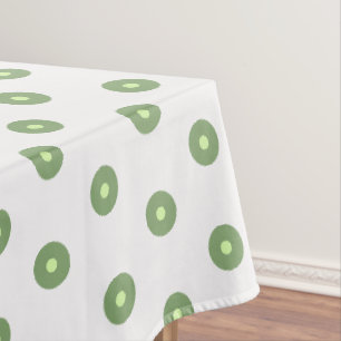 White Green Polka Dots  Tablecloth